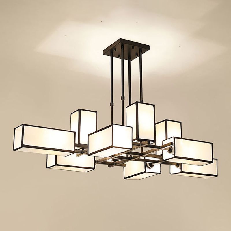 Arisha Pendant Light Square Retro Metal Fabric Living Room