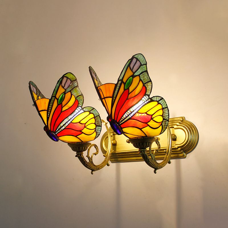 Arisha Artistic Butterfly Metal Glass Lamps Wall Multi-Color Light