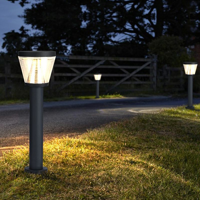 Ray Modern Metal Cone Shade Solar Outdoor Bollard Light