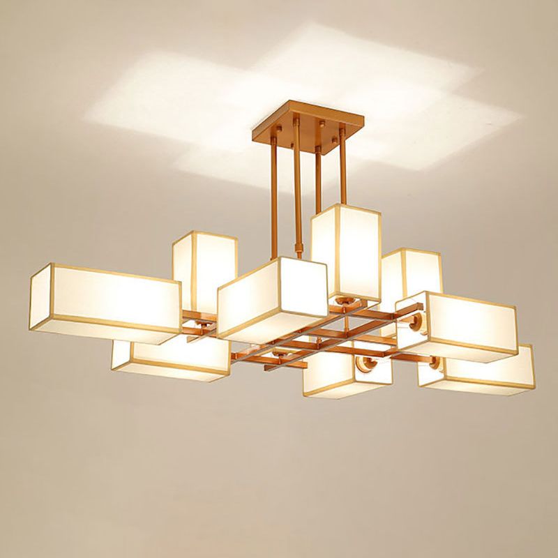Arisha Pendant Light Square Retro Metal Fabric Living Room