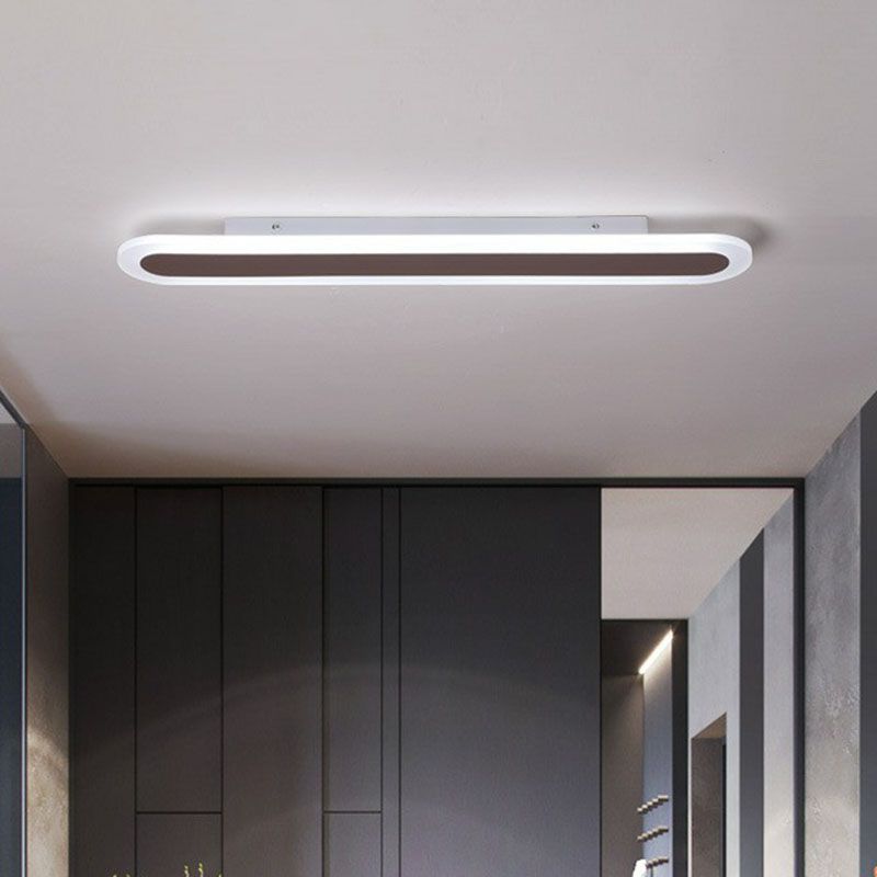 Arisha Minimalist Oval Linear Metal Acrylic Flush Mount Ceiling Light