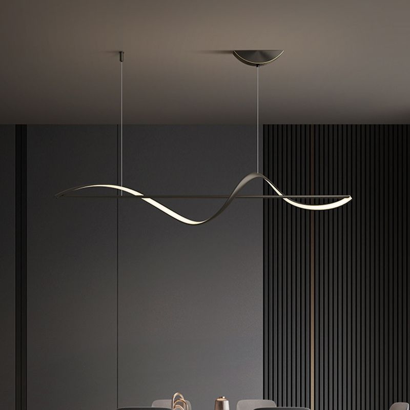 Louise Pendant Light Wave Minimalist Designer Metal Brass Art Gallery