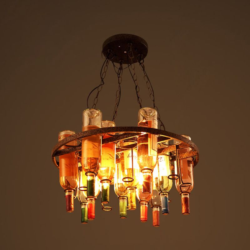 Valentina Antique Wine Bottle Metal/Glass Colorful Pendant Light