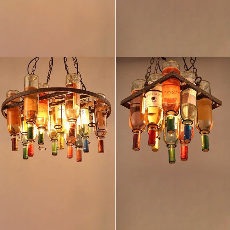Valentina Antique Wine Bottle Metal/Glass Colorful Pendant Light