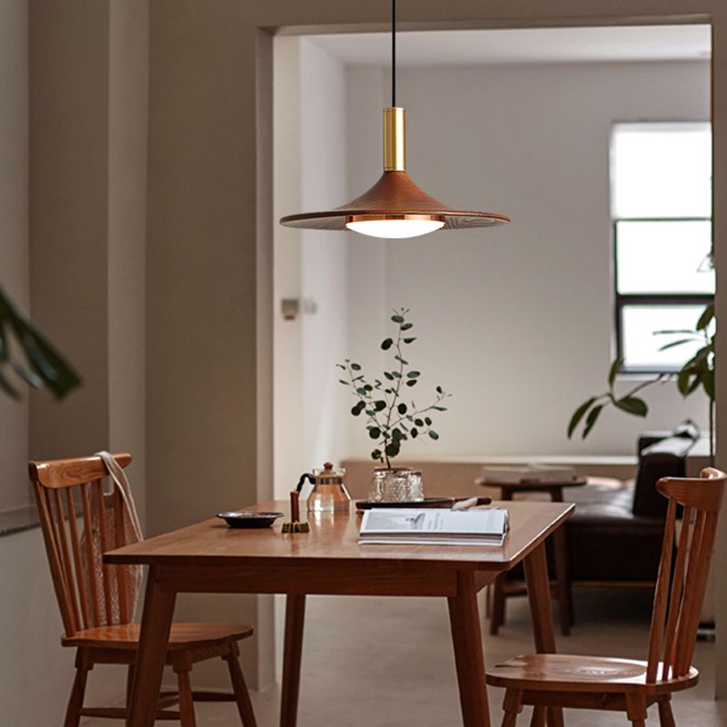 Arisha Rustic Cap-shaped Wooden Pendant Light, Natural Wood - Letslighting