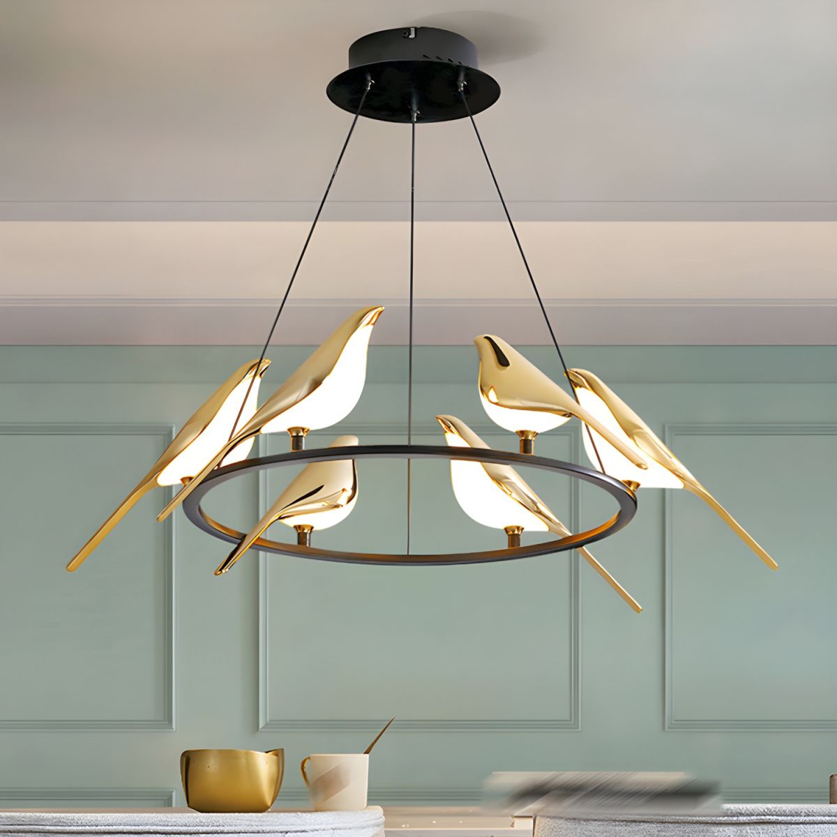 Arisha Art Deco Modern Bird Pendant Light 3/6/9 Heads