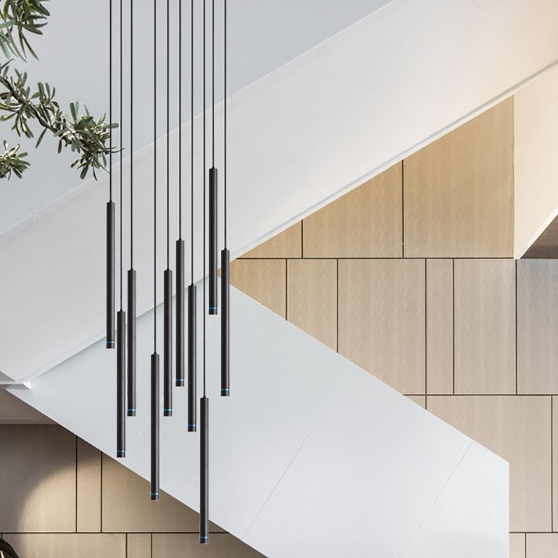 Arisha Linear Minimalist Cylinder Pendant Light, 12"/19.5"/23.5" - Letslighting