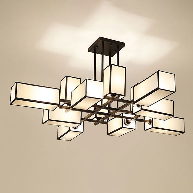 Arisha Pendant Light Square Retro Metal Fabric Living Room