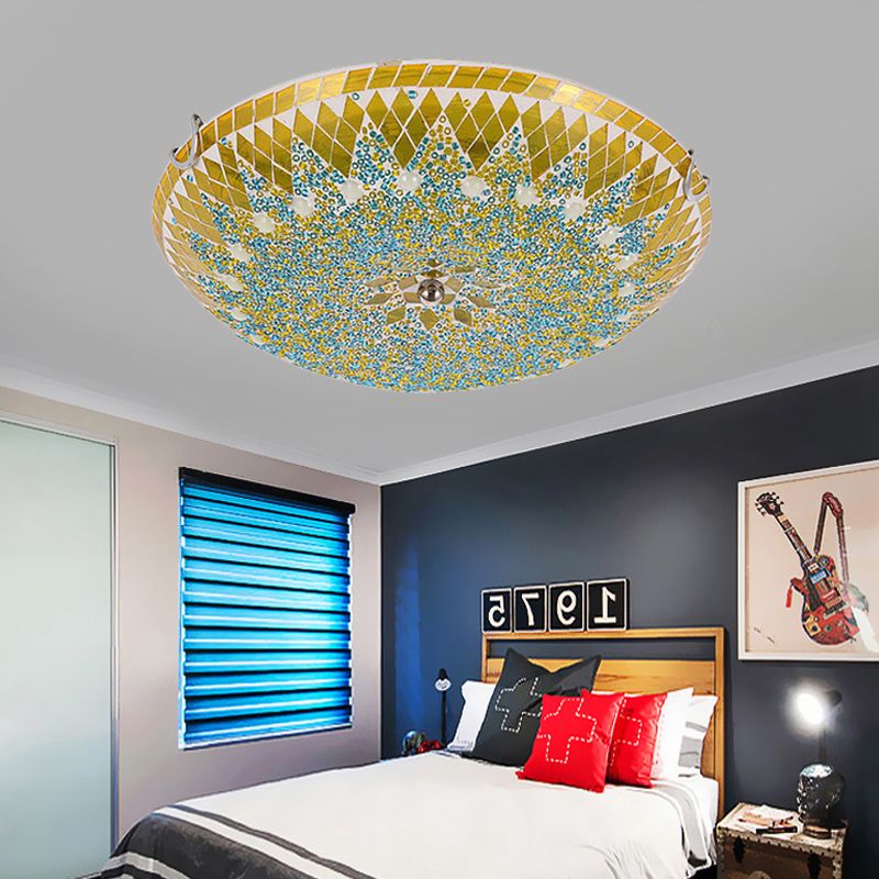 Tiffany Modern Mediterranean Glass Flush Mount Ceiling Light