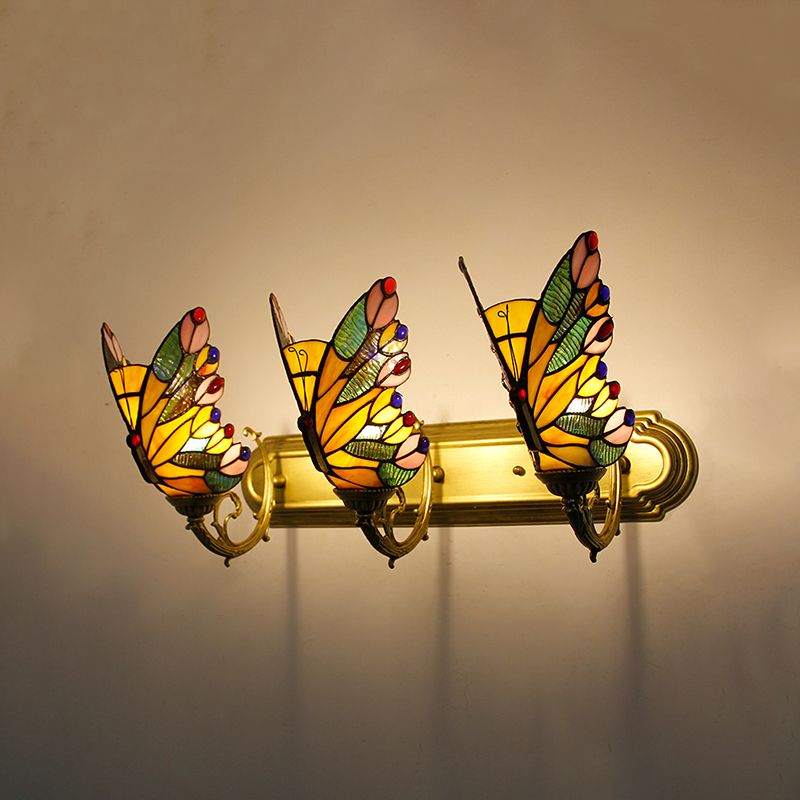 Arisha Artistic Butterfly Metal Glass Lamps Wall Multi-Color Light