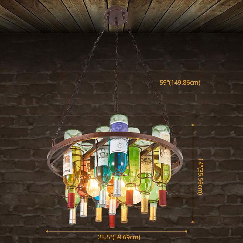 Valentina Antique Wine Bottle Metal/Glass Colorful Pendant Light