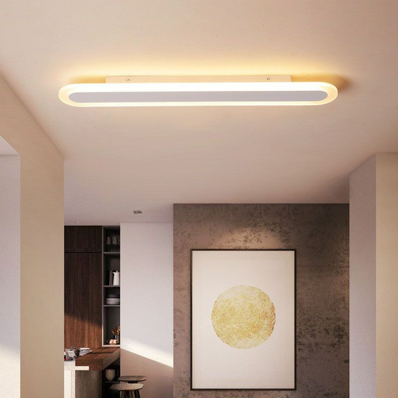 Arisha Minimalist Oval Linear Metal Acrylic Flush Mount Ceiling Light