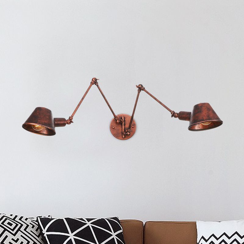Epoch Vintage Adjustable Metal Wall Lamp Rust Bedroom