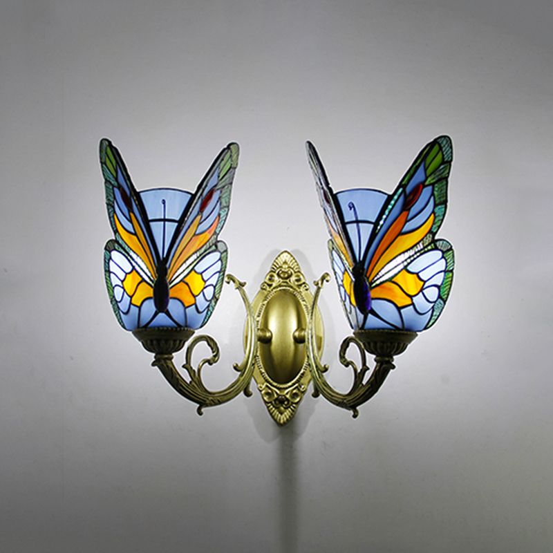 Arisha Artistic Butterfly Metal Glass Lamps Wall Multi-Color Light