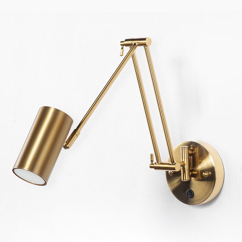 Arisha Wall Lamp Cylindrical Adjustable Lamp Pole Metal Brass, Bedroom