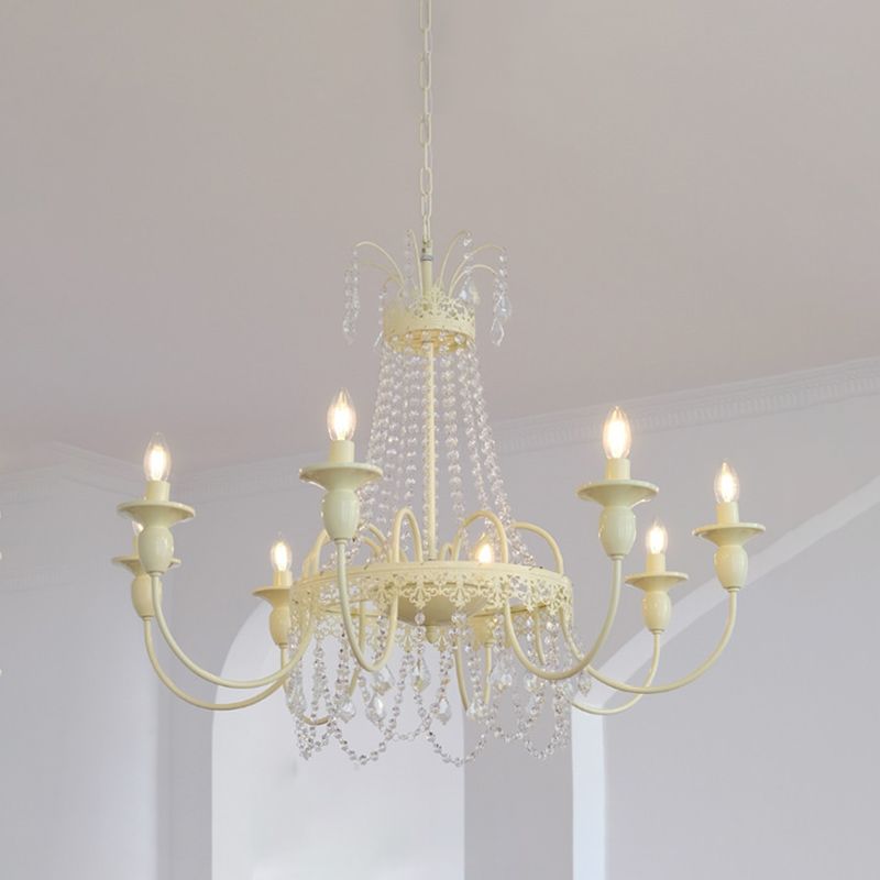 Silva Pendant Light Candle French Crystal Metal Bedroom - Letslighting