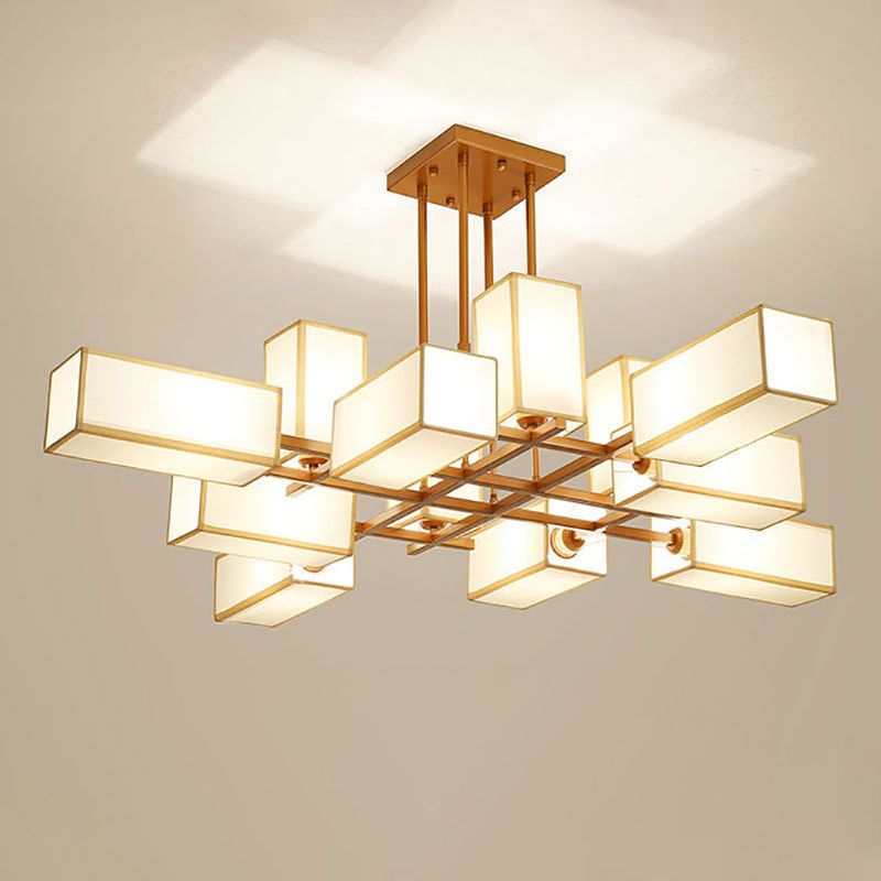 Arisha Pendant Light Square Retro Metal Fabric Living Room