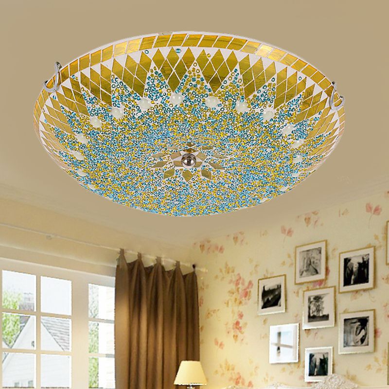Tiffany Modern Mediterranean Glass Flush Mount Ceiling Light