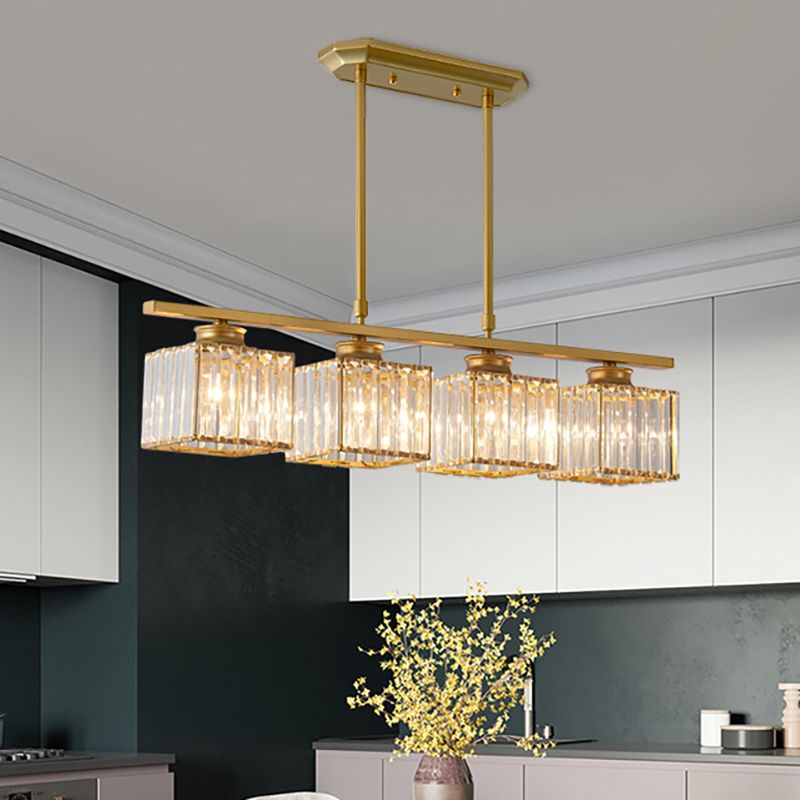 Kristy Crystal Square Pendant Light 3/4 Heads - Letslighting