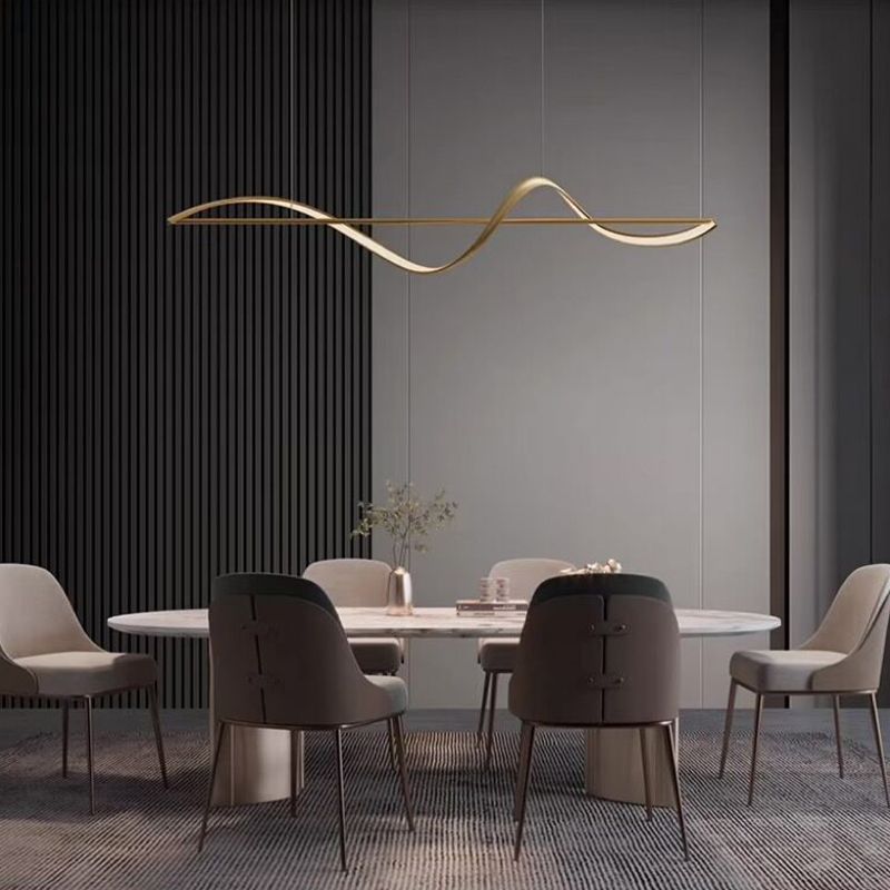 Louise Pendant Light Wave Minimalist Designer Metal Brass Art Gallery