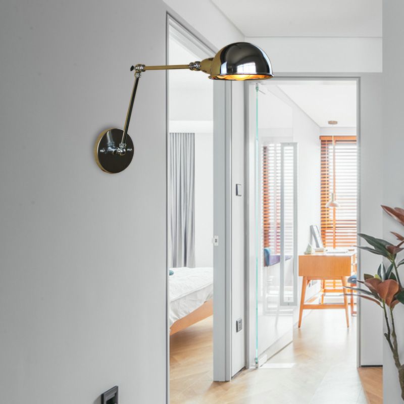Epoch Hemispheric Adjustable Wall Lamp, Brass/Antique Brass/Chrome, Bedroom - Letslighting
