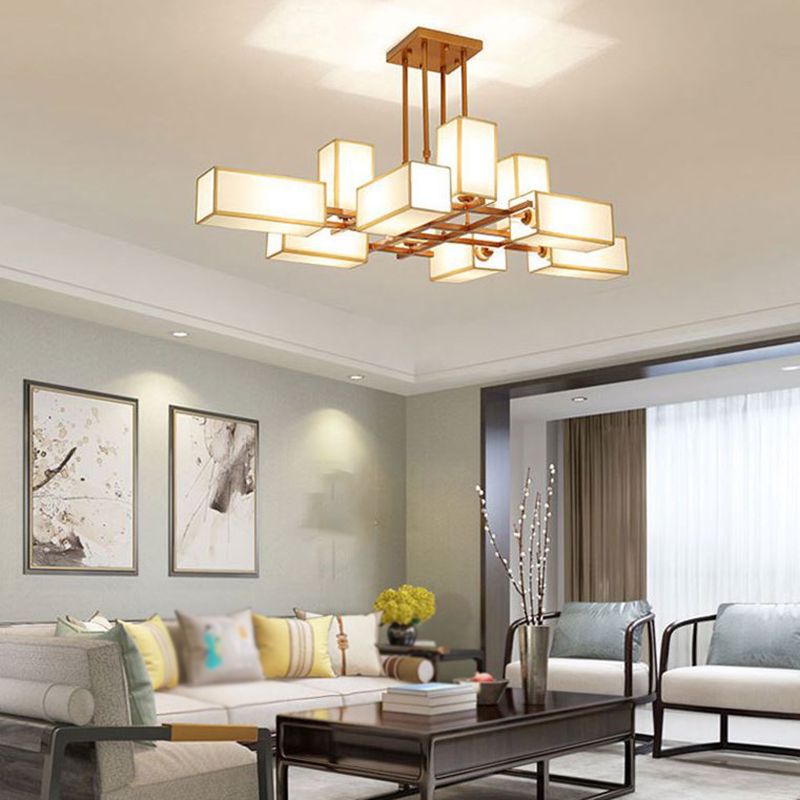 Lacey Pendant Light Square Retro Metal Fabric Living Room