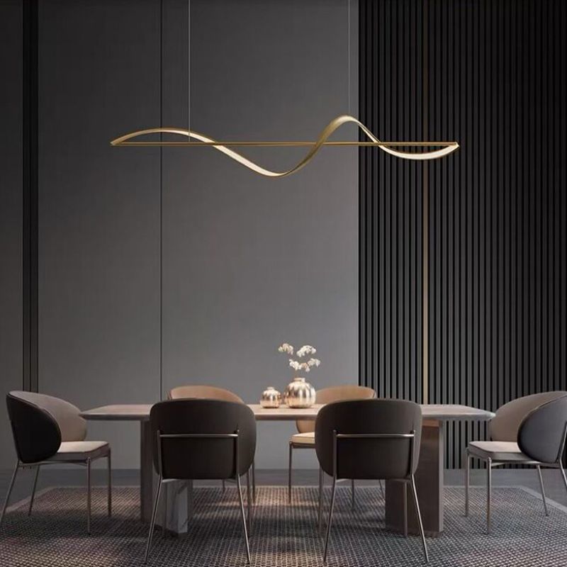 Louise Pendant Light Wave Minimalist Designer Metal Brass Art Gallery