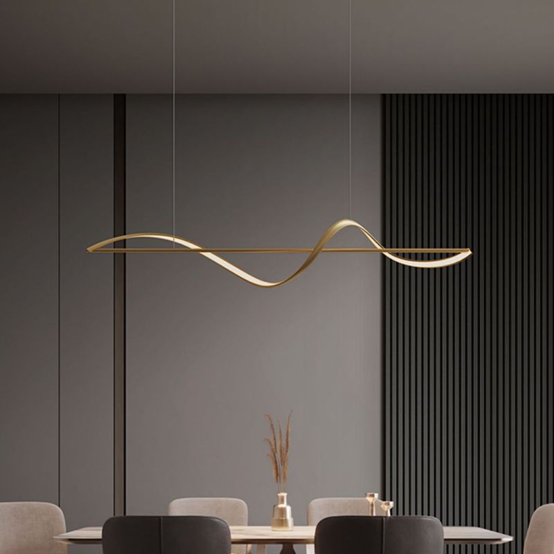 Louise Pendant Light Wave Minimalist Designer Metal Brass Art Gallery