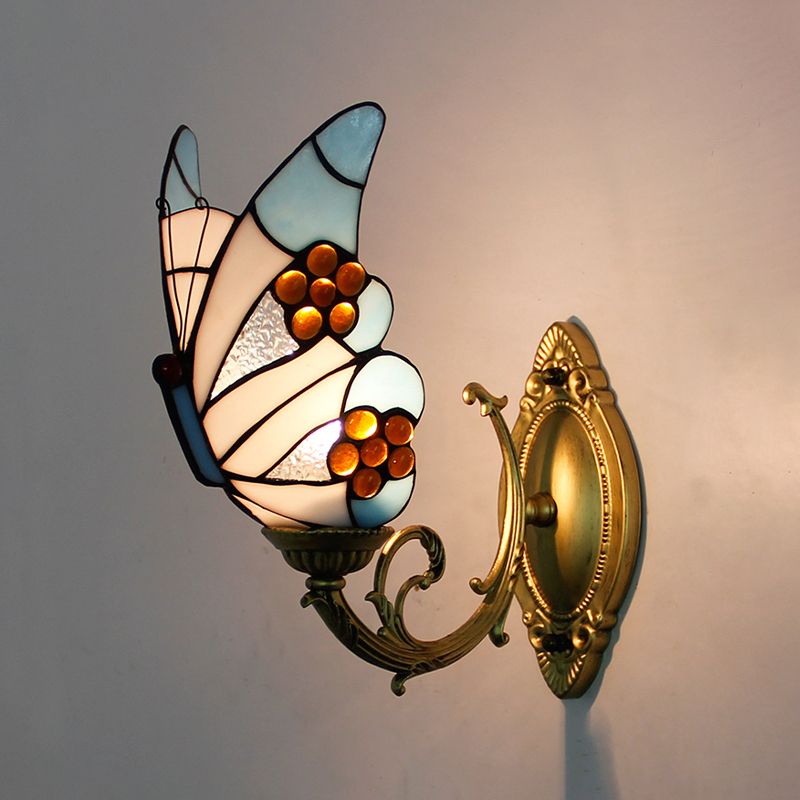 Arisha Artistic Butterfly Metal Glass Lamps Wall Multi-Color Light