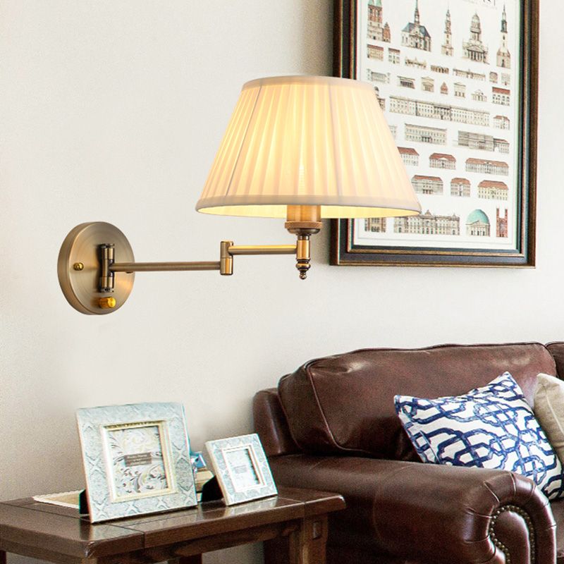 Arisha Wall Lamp Vintage Pleated Fabric Adjustable Bedroom