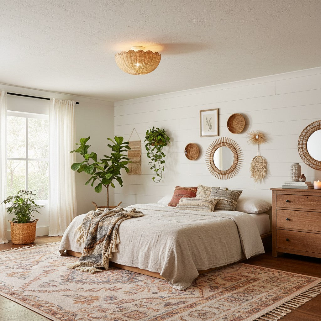 Fungi Celling Light Rattan&Metal