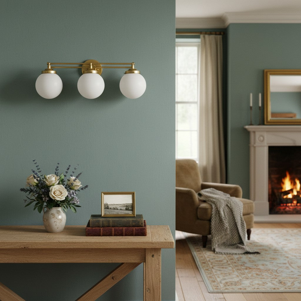Pearl Wall Sconce Milk Glass Antique Brass for Bedroom