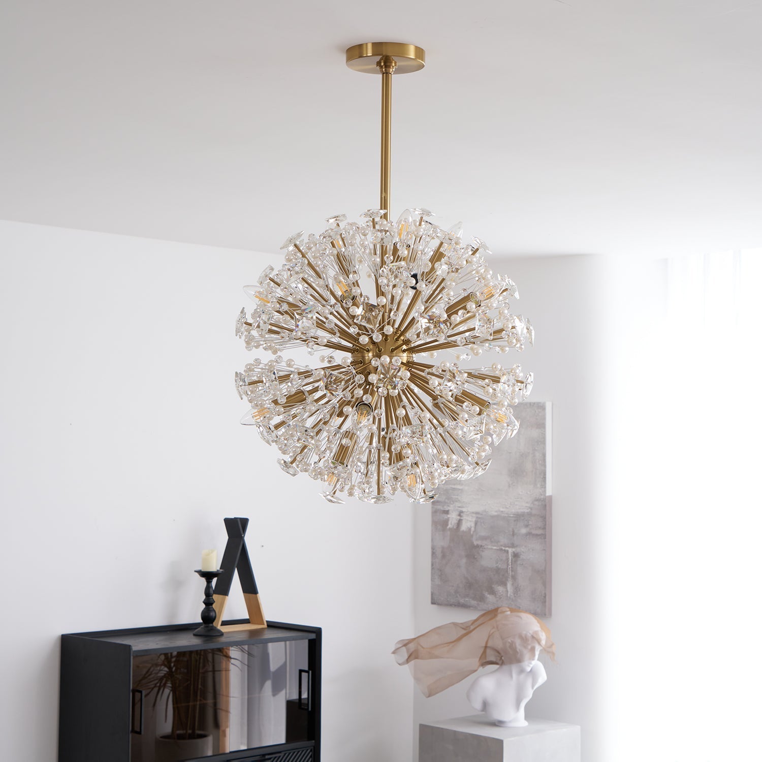 Aurora Chandelier Dickinson Gold Crystal Starburst - Letslighting