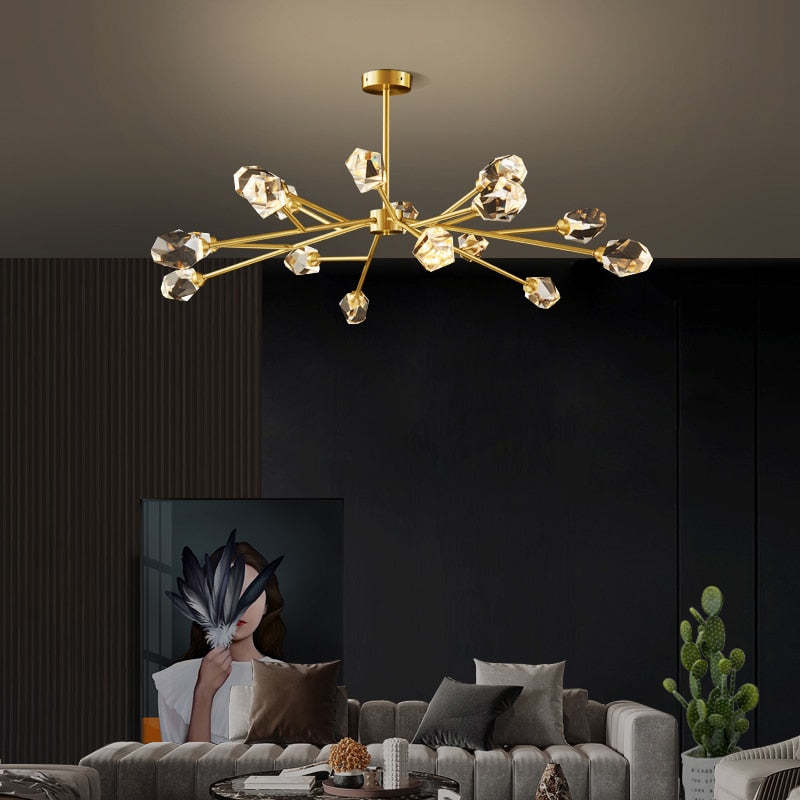 Kristy Luxurious Crystal Chandelier Living Room Golden - Letslighting