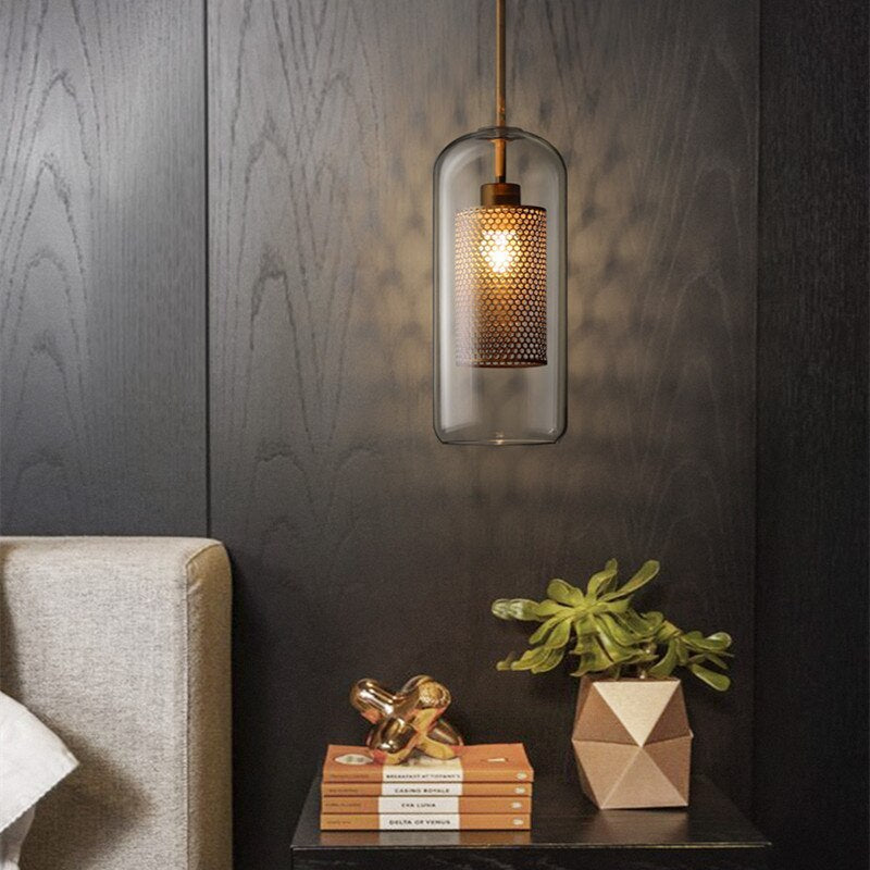 Arisha Contemporary Golden Pendant Light, Metal/Glass, Globe/Cylindric