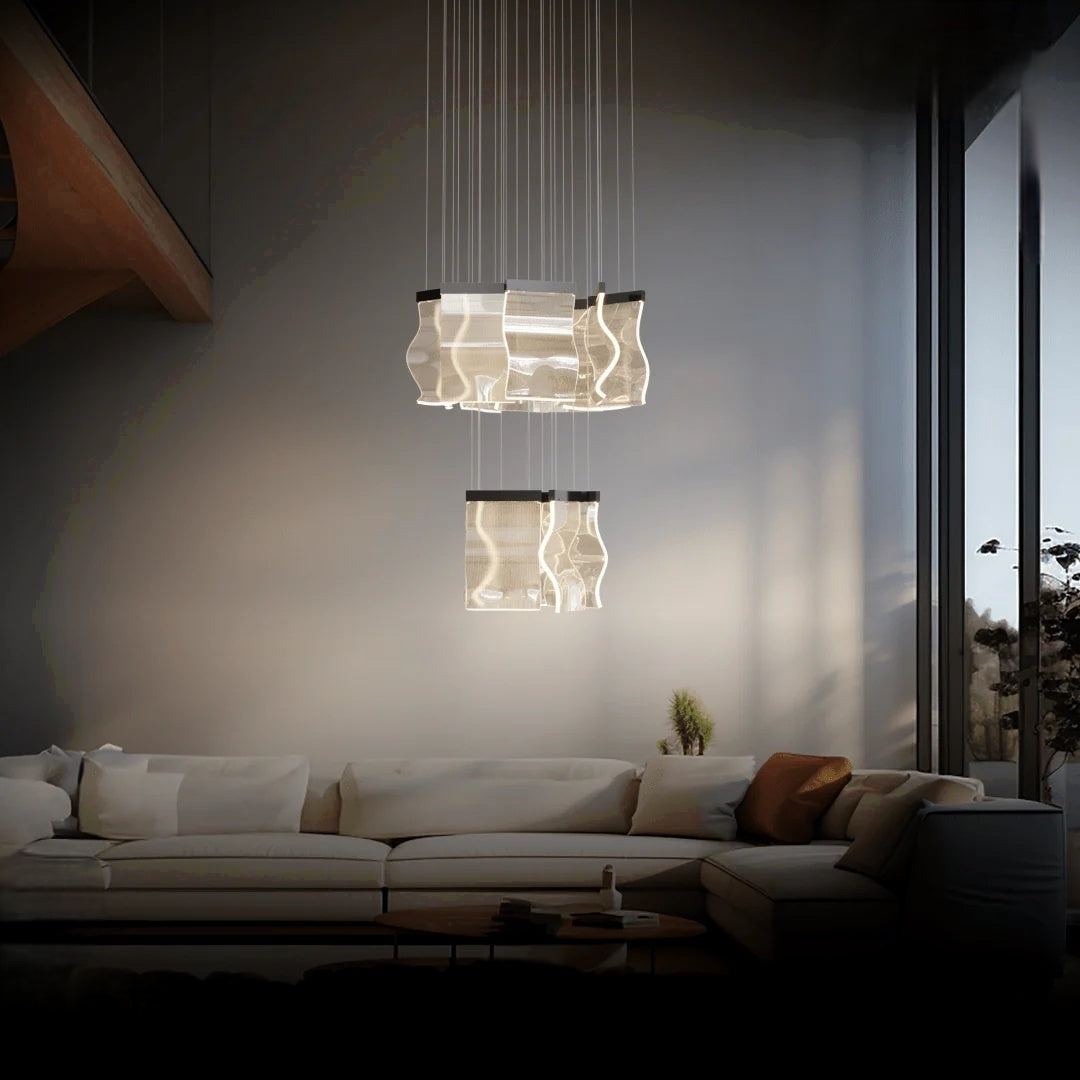 Kristy Industrial Chandelier Acrylic Metal Bedroom Living Room