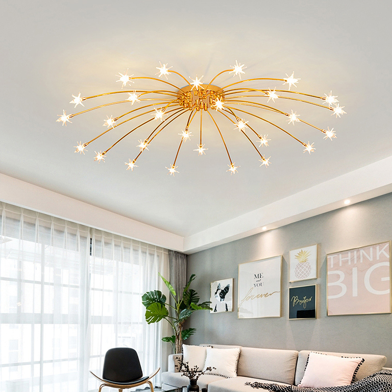 Arisha Art Deco Starry Metal Glass Flush Mount Ceiling Light - Letslighting