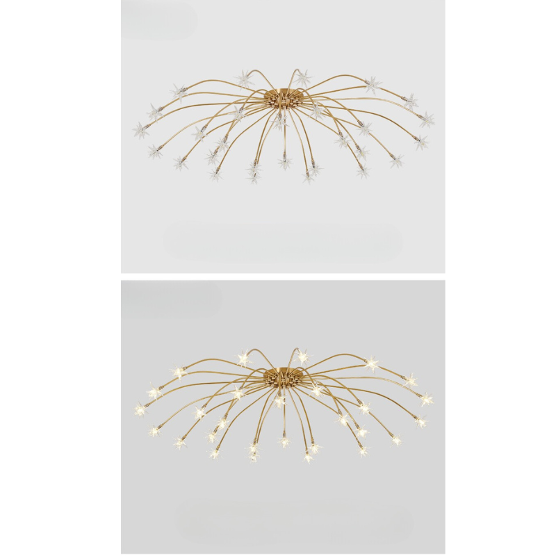 Arisha Art Deco Starry Metal Glass Flush Mount Ceiling Light - Letslighting