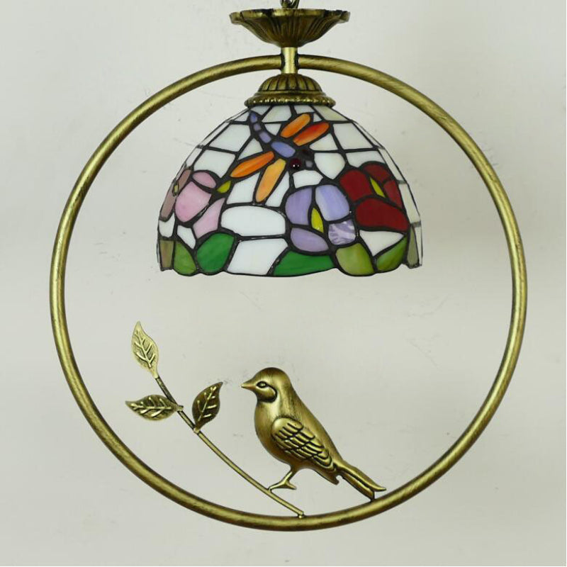Tiffany Cottage LED Pendant Light Metal Glass Living Room/Bedroom - Letslighting