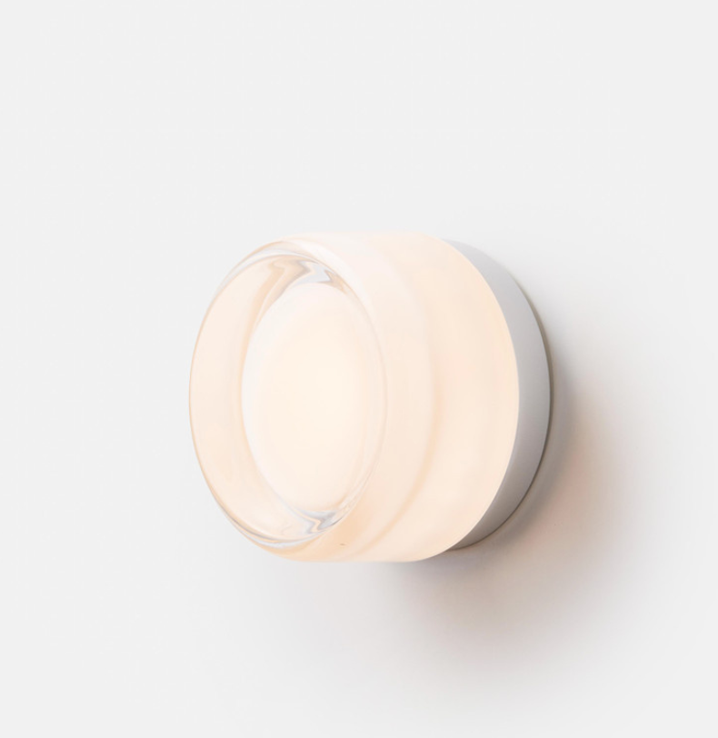 Valentina Modern Mini Drum Metal/Acrylic Outdoor Wall Lamp, Transparent
