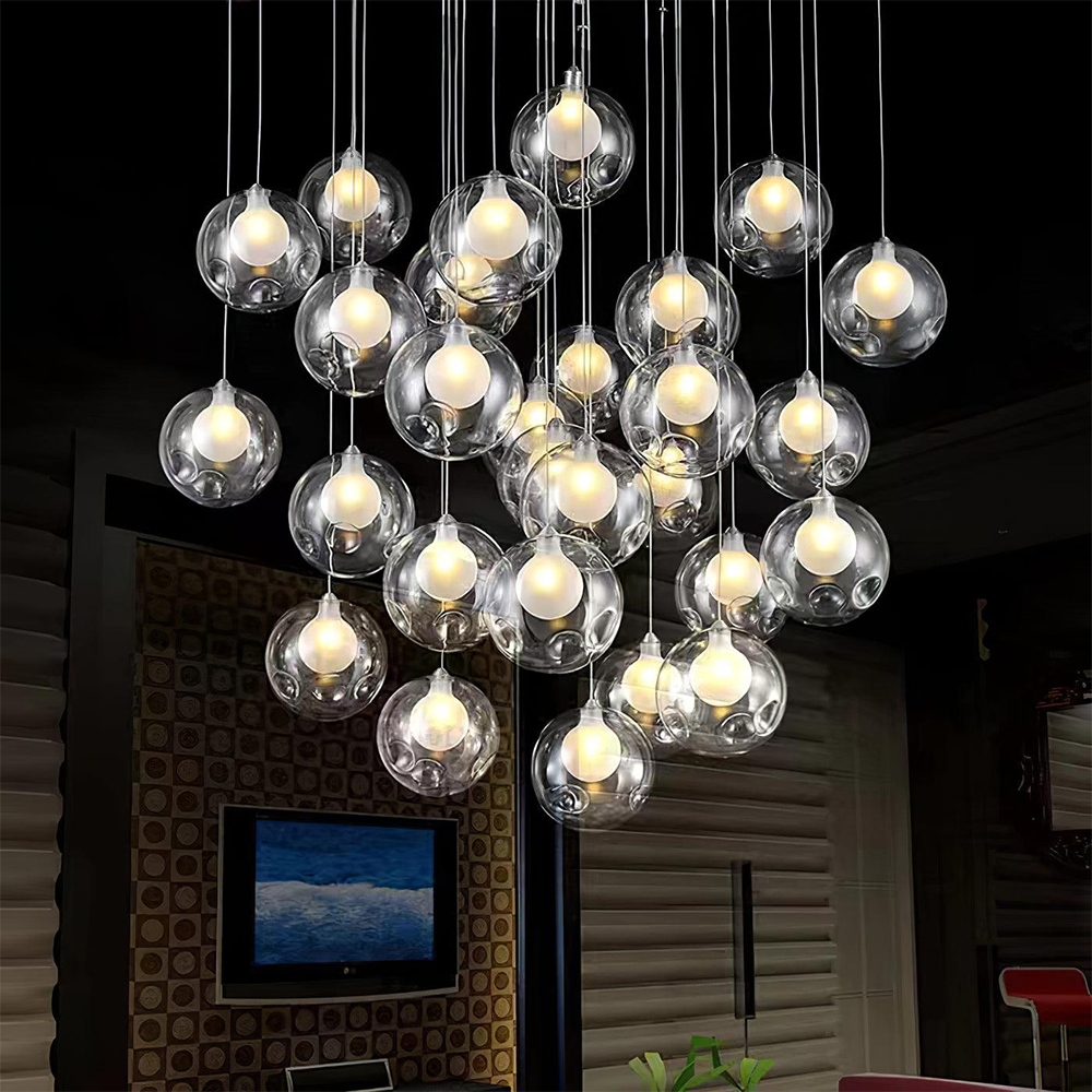 Arisha Multi-Heads Globe Cluster Chandelier Glass Dining Room Living Room - Letslighting