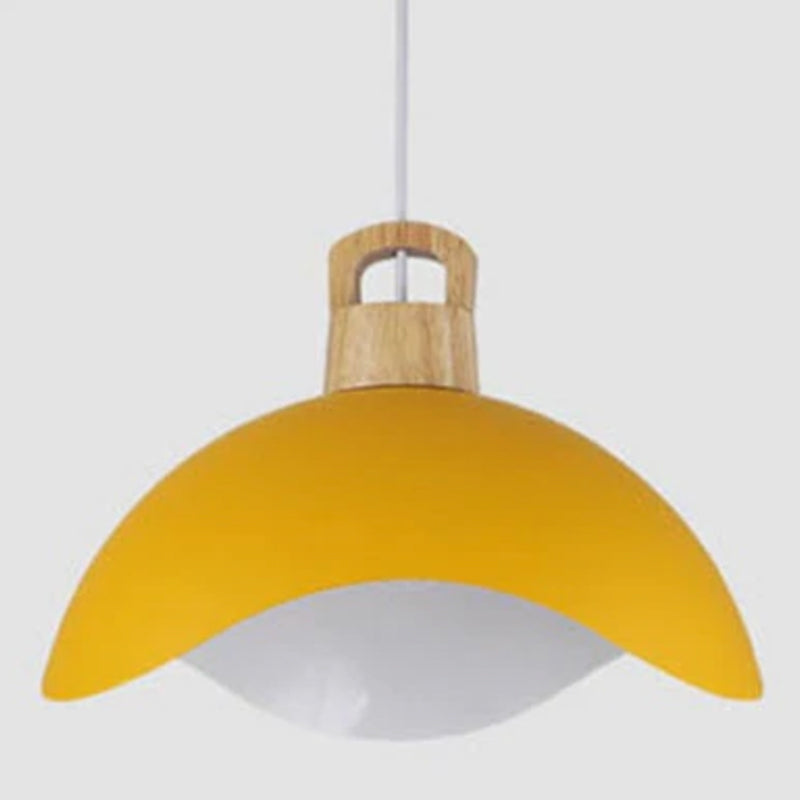 Valentina Colorful Shade Single Pendant Lights, Wood & - Letslighting