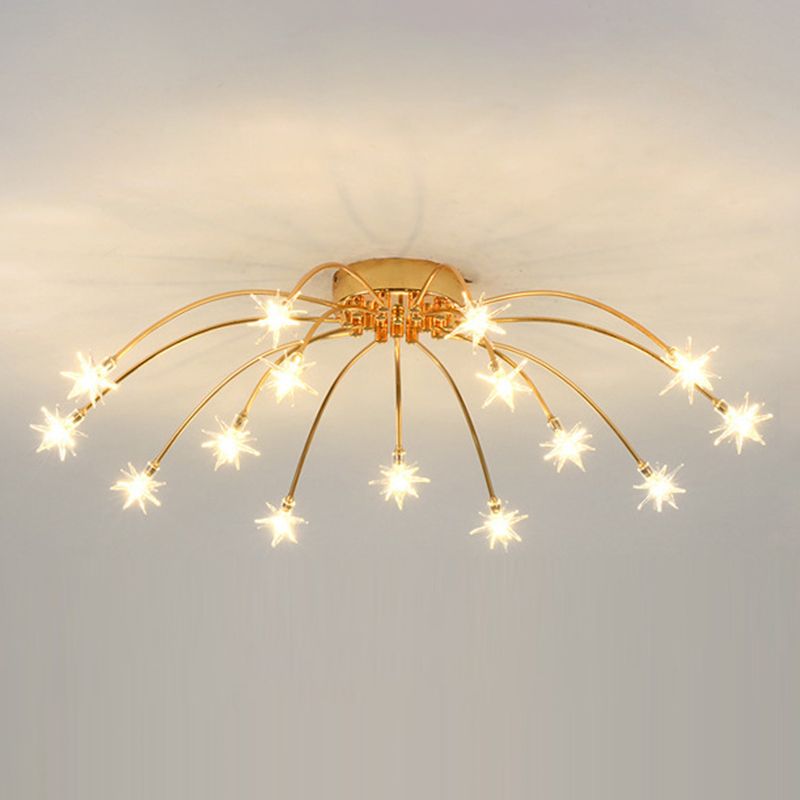 Arisha Art Deco Starry Metal Glass Flush Mount Ceiling Light - Letslighting