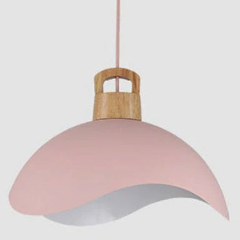 Valentina Colorful Shade Single Pendant Lights, Wood & - Letslighting