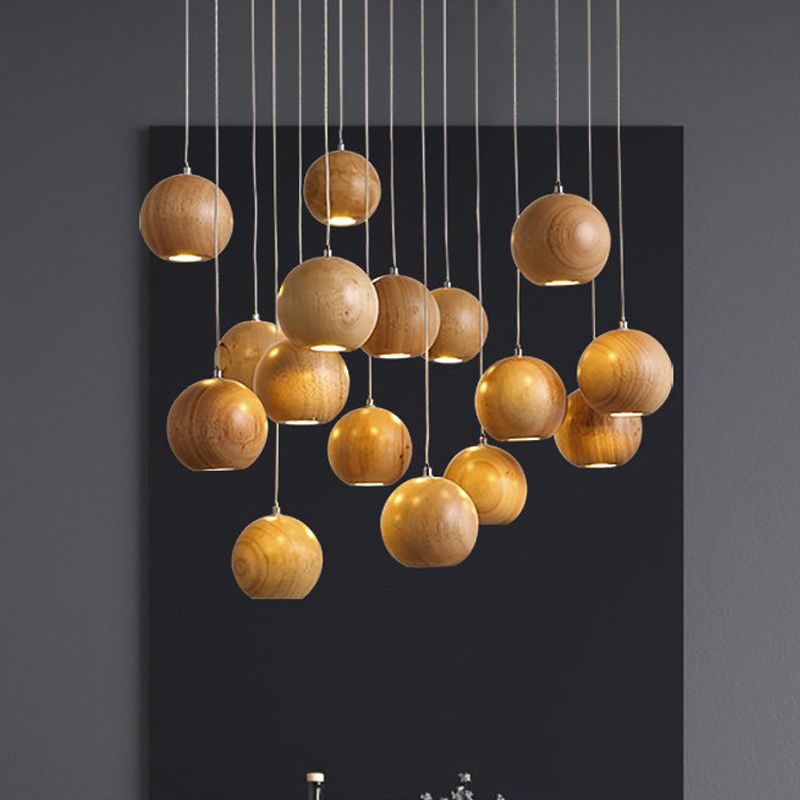 Muto Pendant Light Globe Minimalist Cluster Wood Kitchen Island