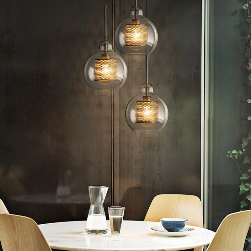 Arisha Contemporary Golden Pendant Light, Metal/Glass, Globe/Cylindric