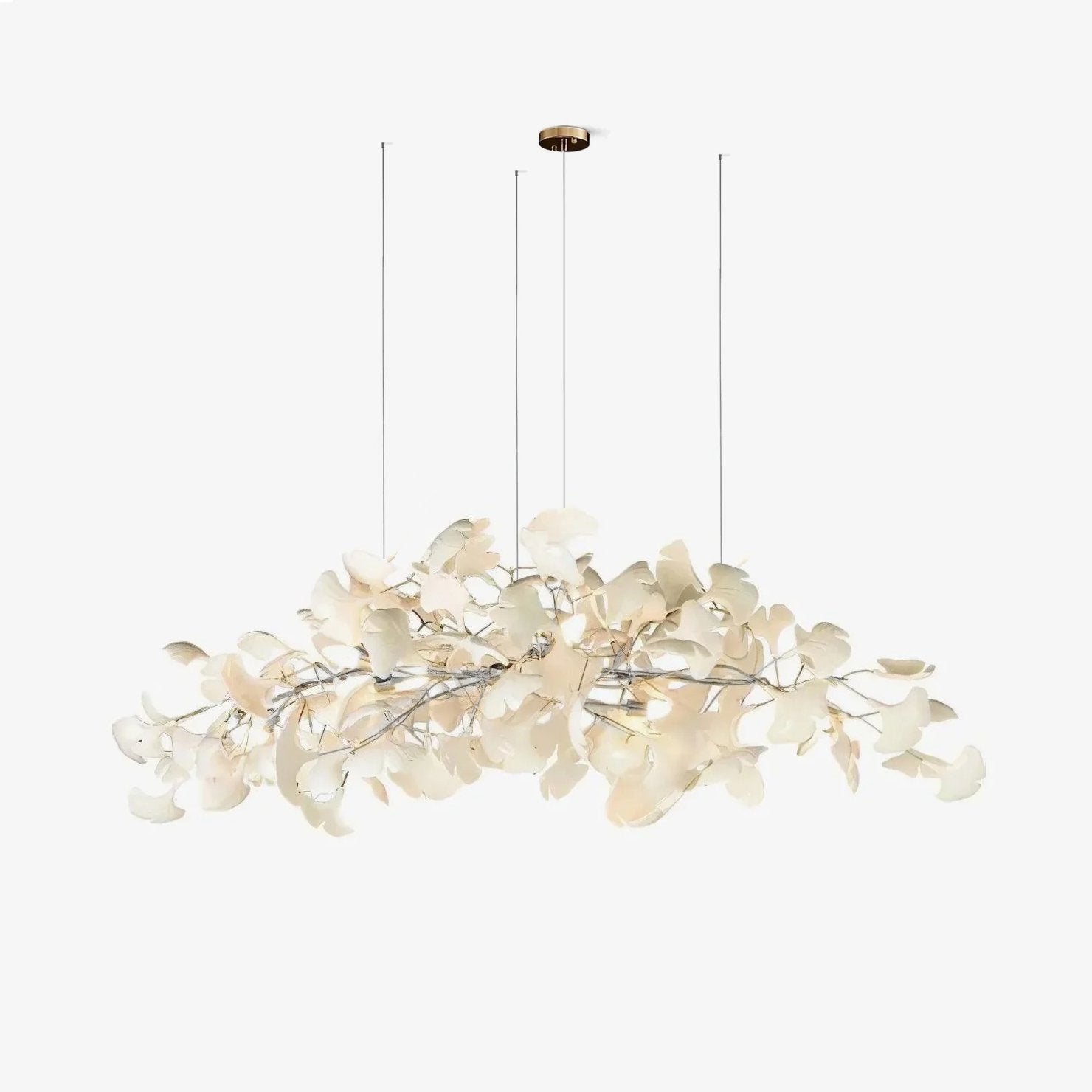 Olivia Ceramic Gingko Leaf Chandelier Art Deco Bent Downwards - Letslighting