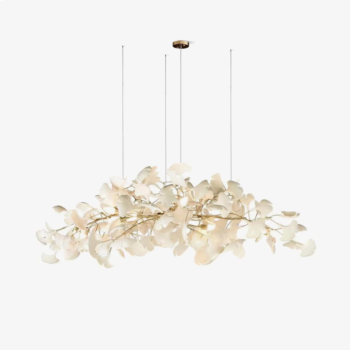 Olivia Ceramic Gingko Leaf Chandelier Art Deco Bent Downwards - Letslighting