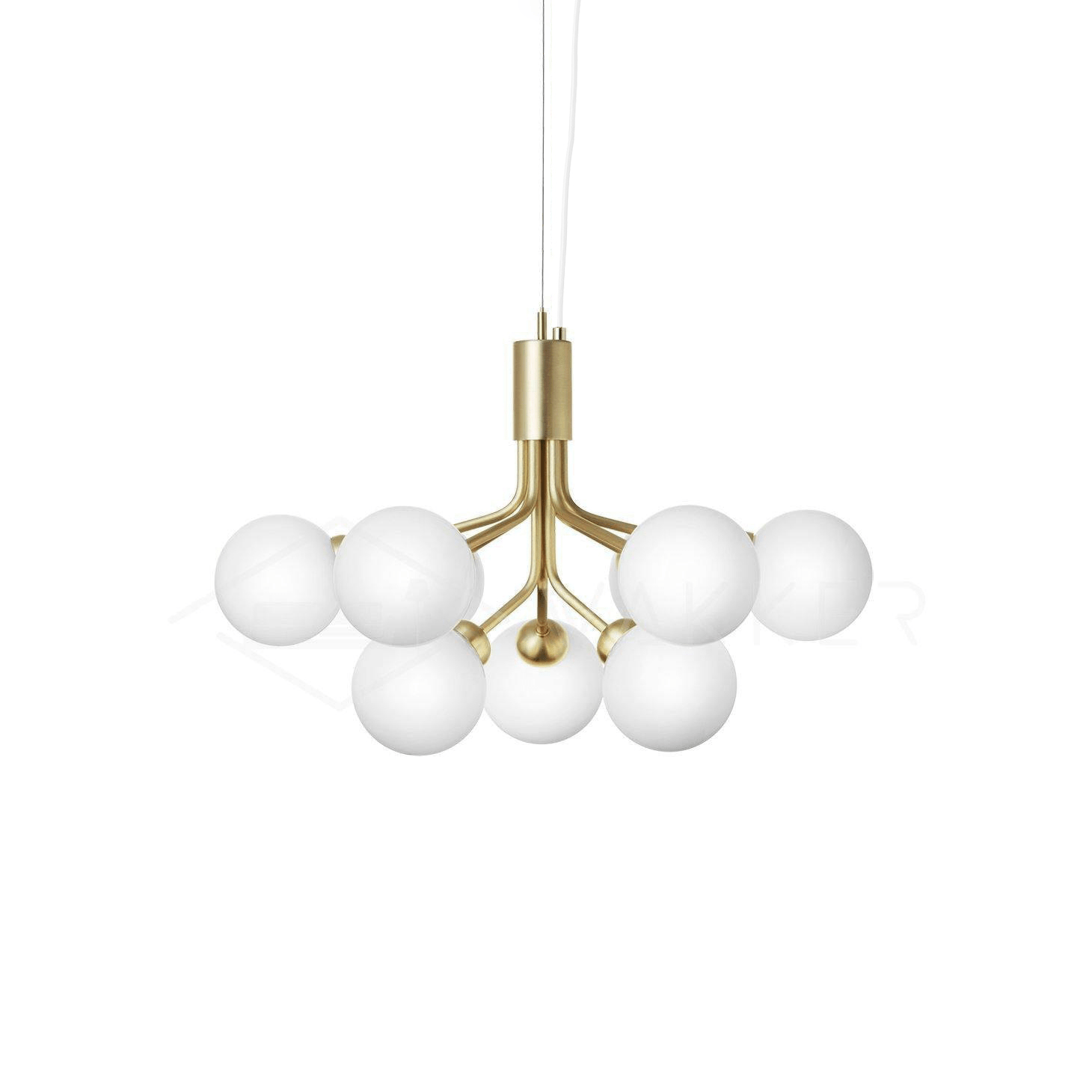 Lustra Pendant Lamp Glass Globe Cluster Brass - Letslighting