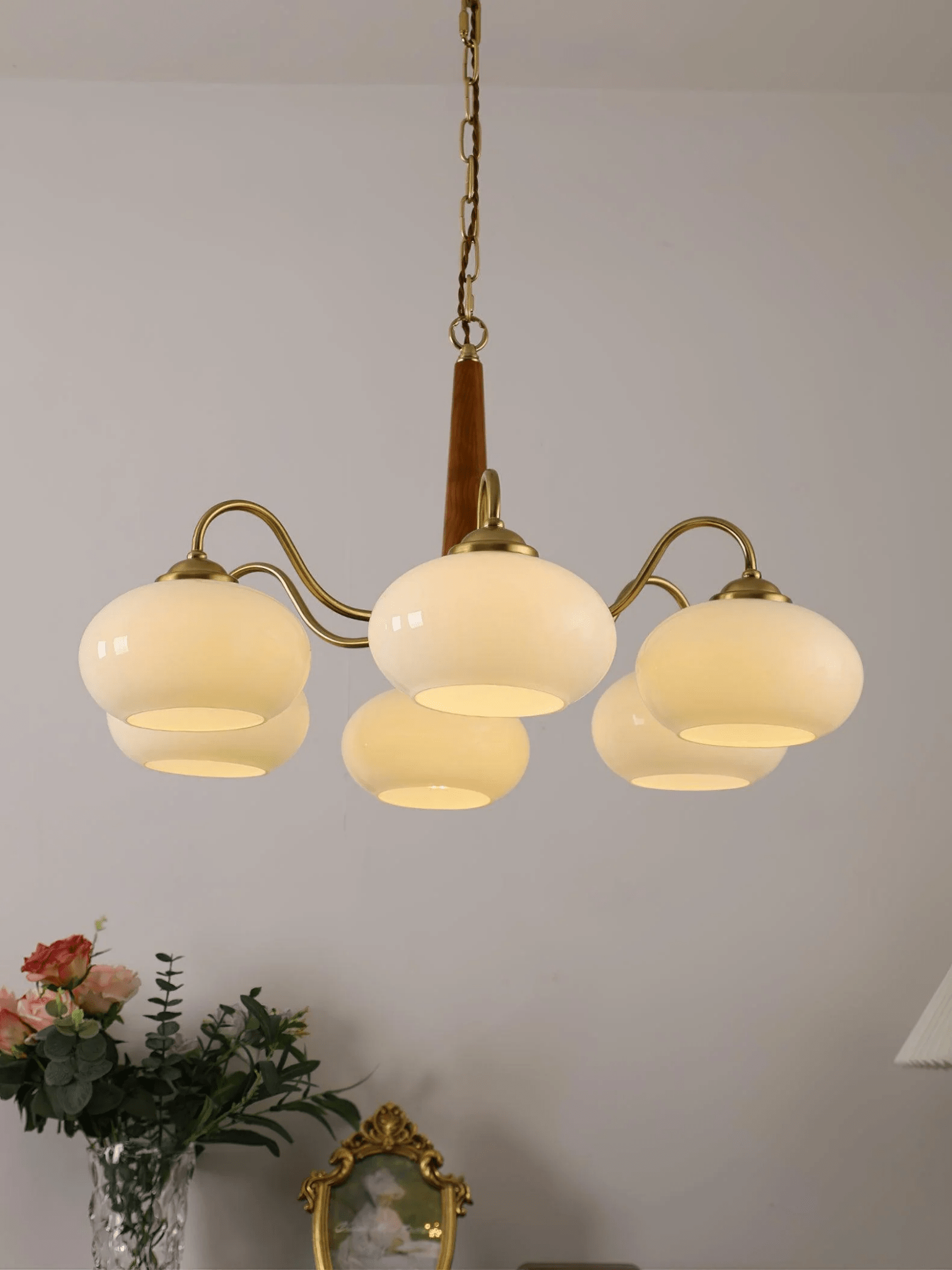 Lustra Pendant Lamp Persimmon Brass Glass Elegant - Letslighting